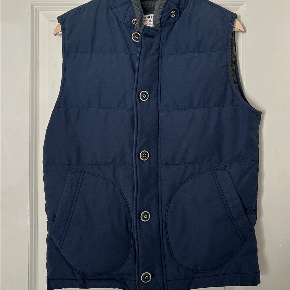 Lucky Brand Men’s Blue Sherpa Lined Full Zip Puffer Winter Vest - Small